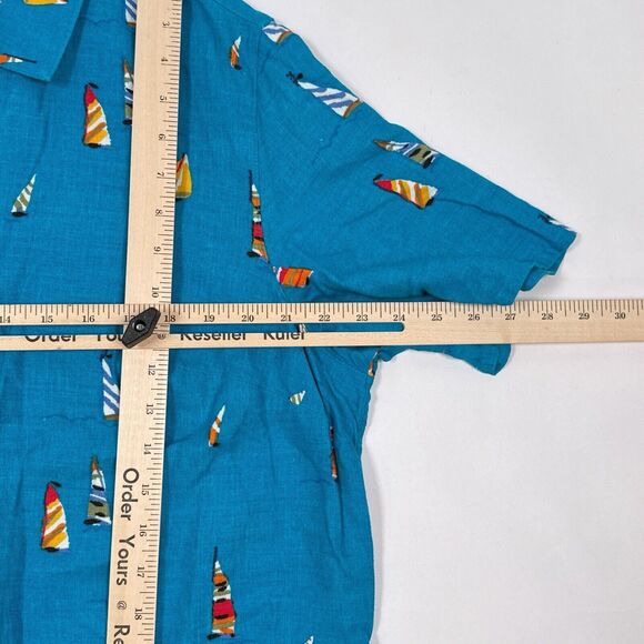 White Stag Shirt Plus Size 18W / 20W Blue Button Front Linen Sailboat Beach - Picture 8 of 9